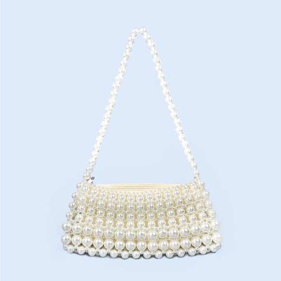 Handbags - Pearl-Handled  With Bead Detail, Single Shoulder Bag